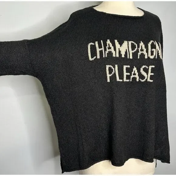 Wooden Ships Sweater Champagne Please Wool Mohair Black Boxy Size S/M New X21 - Picture 9 of 13